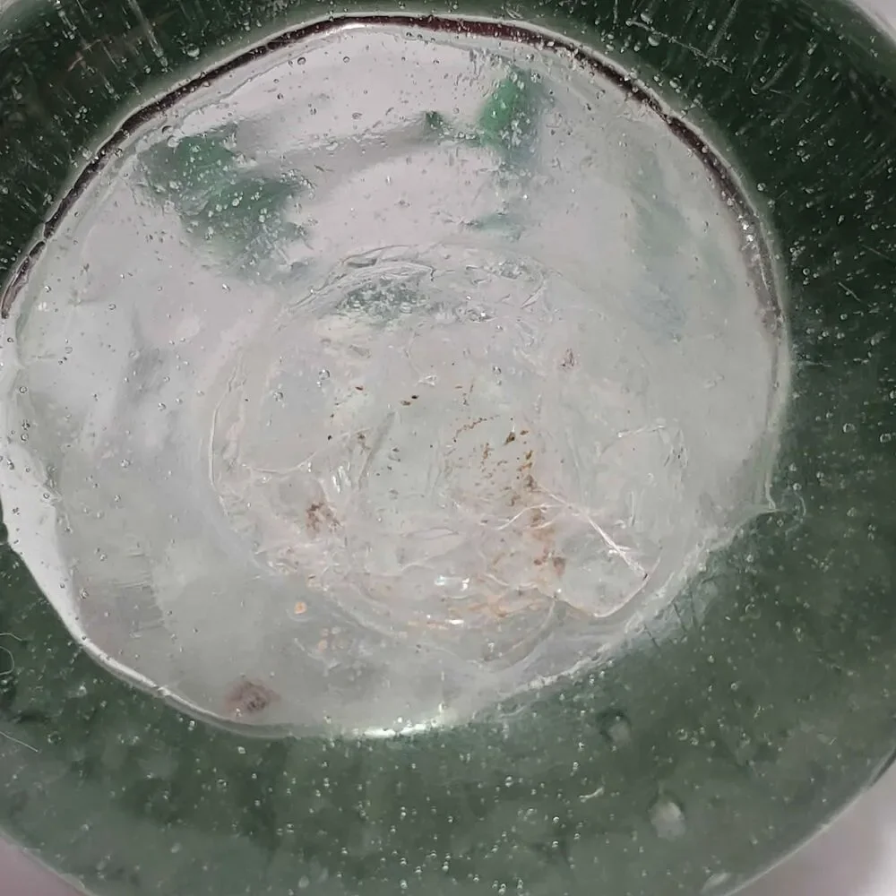 Hand Blown Glass Tumblers Green Rim